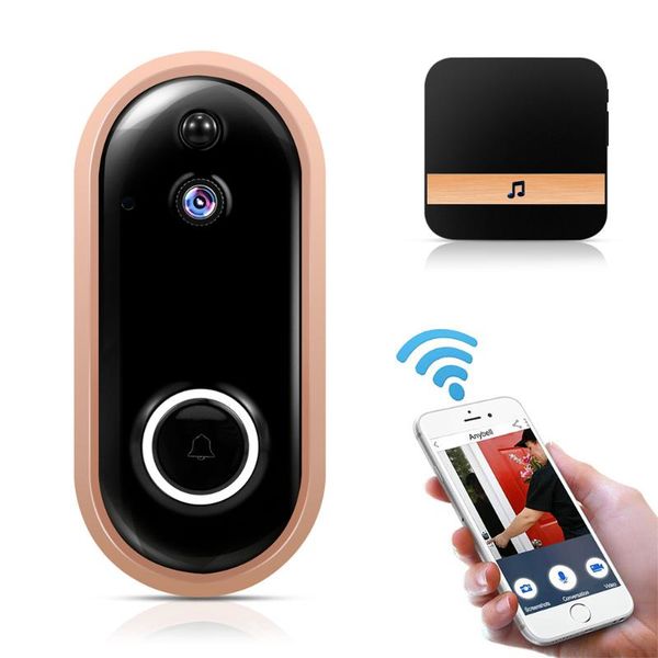 

smart home wifi doorbell 1080p/720p hd security camera with two-way audio pir motion detection ir night vision wireless doorbell