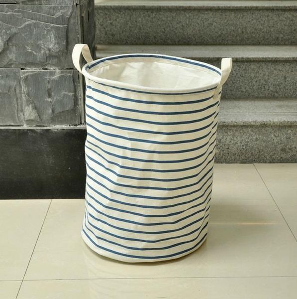 

zakka style cotton cloth storage bucket box home beam port stripes cesta de roupa suja toys laundry basket wmtjon