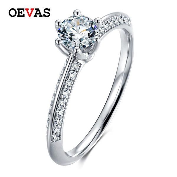 

cluster rings oevas real 0.5 d color moissanite finger for women 100% 925 sterling silver sparkling wedding party fine jewelry, Golden;silver
