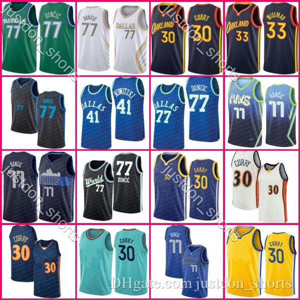 

77 doncic stephen 30 curry luka jersey dalla basketball wiseman golden states dirk draymond nowitzki green andre 9 lguodala men thompson, Black;red