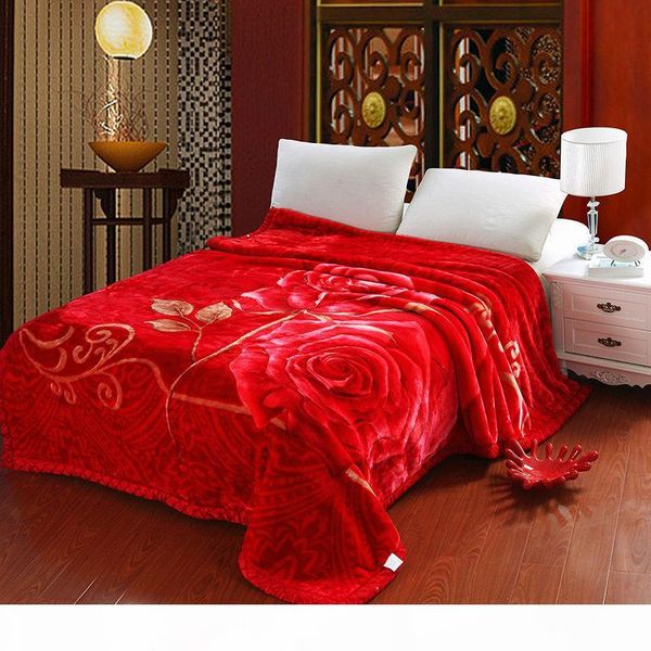 

new super soft rachel blanket large size flower rose print double bedding red wedding household double bed single bed