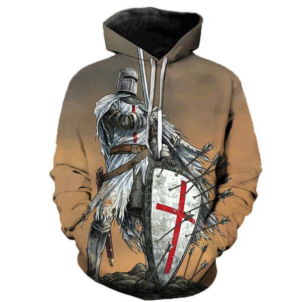 

mighty mens hoodies knights templar 3d print funny sweatshirts outdoor casual hoodies hip hop mens clothe oversized hoodie, Black