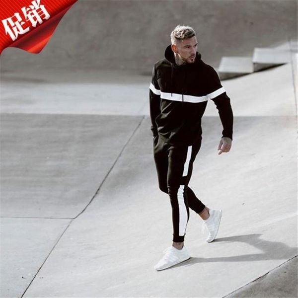 

sports 2019 pants new fashion brand men's hooded bodysuit, Gray