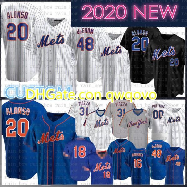 

2020 new custom 20 pete alonso baseball jersey darryl strawberry mike piazza jacob degrom noah syndergaard michael conforto keith hernandez, Blue;black