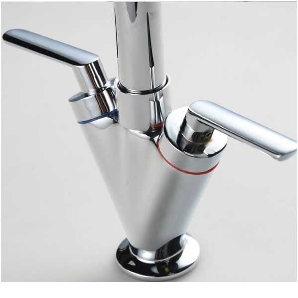 

dual handle kitchen faucet cold mixer polished chrome kitchen faucets solid brass deck mount kitc jllcve