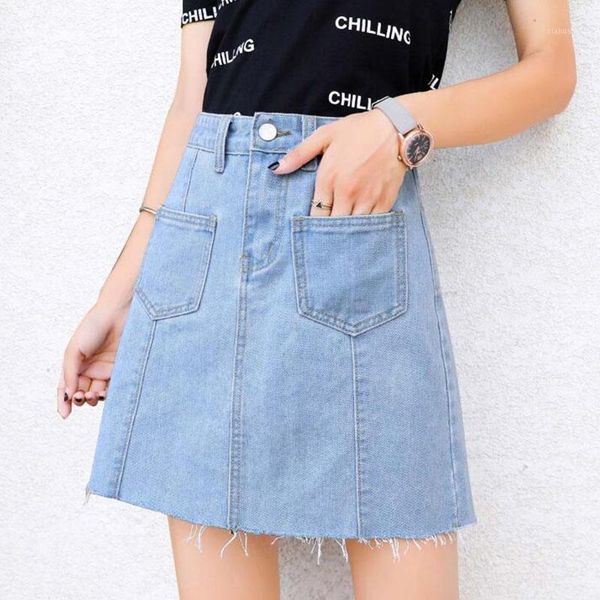 

denim skirts casual high waist pencil women new spring summer skirt large size wild bag hip casual a-line short skirt1, Black