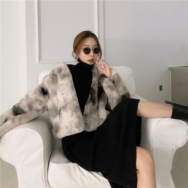 

short cropped faux fur jacket for women black white gray chic elegant warm