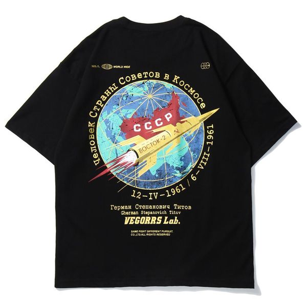 

2021 new summer rocket print fashion hip hop street famous cotton men's t-shirt harajuku casual short sleeve l0ux, White;black