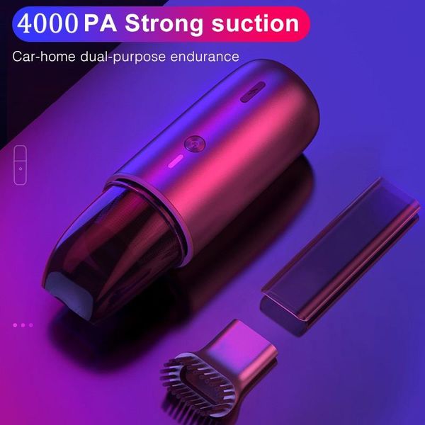 

4000pa portable mini vacuum cleaner wireless handheld super suction low noise vacuum cleaner for internal car cleaning
