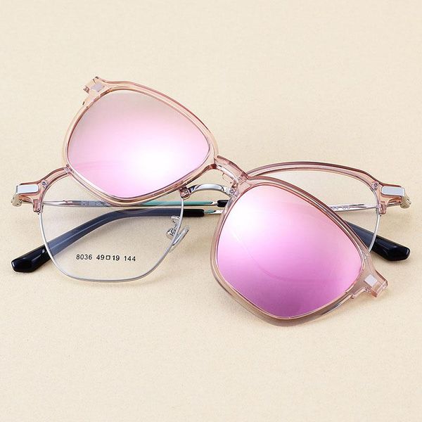 

half frame semi-rimless polarized magnetic cli on sunglasses mens womens retro eyewear optical clear lens eyeglasses frame, White;black