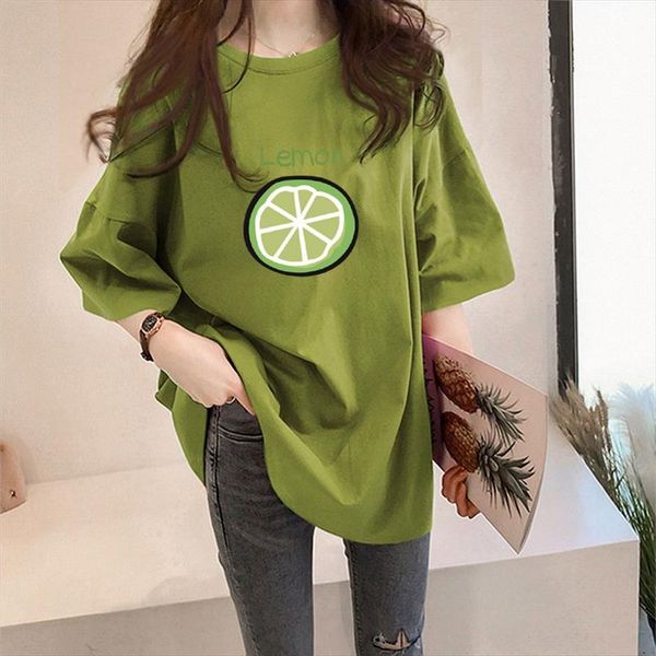 

green loose bottoming shirt long short sleeved womens t shirt, summer 2020 ins style t shirt drop shipping, White