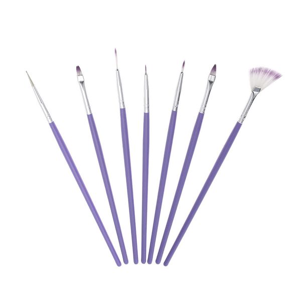 

7pcs purple nail art design brush set acrylic nail pen brush for painting dotting gradient color nylon brush fan shape diy nail tools, Yellow