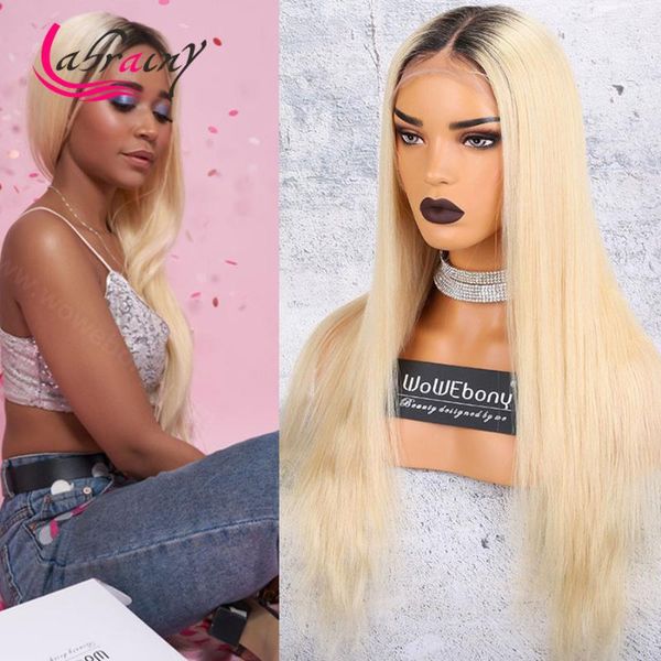 

ombre 4t 613 blonde hd transparent lace frontal wigs glueless siky straigt pre plucked 13x6 4t blonde lace front human hair wigs, Black;brown