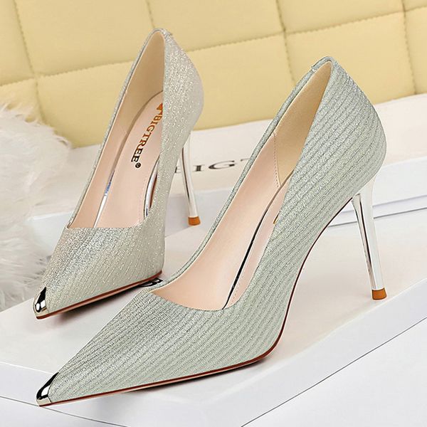

female luxury 2021 glitter 9.5cm high scarpins bling pumps silver stiletto heels drag queen cinderella wedding shoes 2r5o, Black