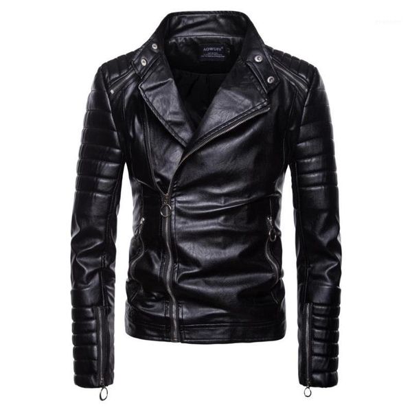 

black men faux leather jacket zippers winter jacket casual motorcycle pu leather1