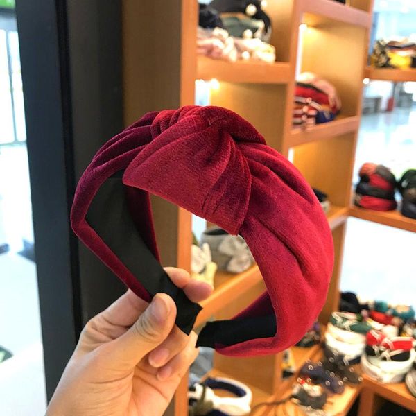 

autumn winter solid color velvet knotted headband women wide hairband turban wash face hair hoop ladies female hair accessories q sqcsgb