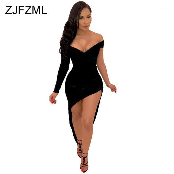 

one shoulder irregular bandage dress women deep v-neck open back wrap dress front cut-out skinny party night club1, Black;gray