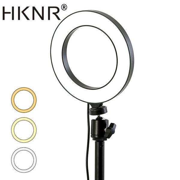 

hknr 6inch 16cm led selfie ring light lamp for pgraphy makeup video live studio dimmable mini led camera lighting fill light