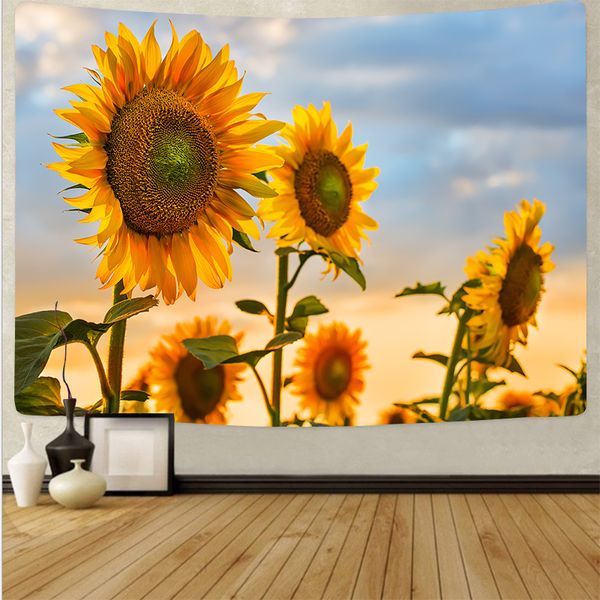 

sunflower tapestry painting wall hanging flowers landscape tapestries dormitory decoration digital printing large size tapestry