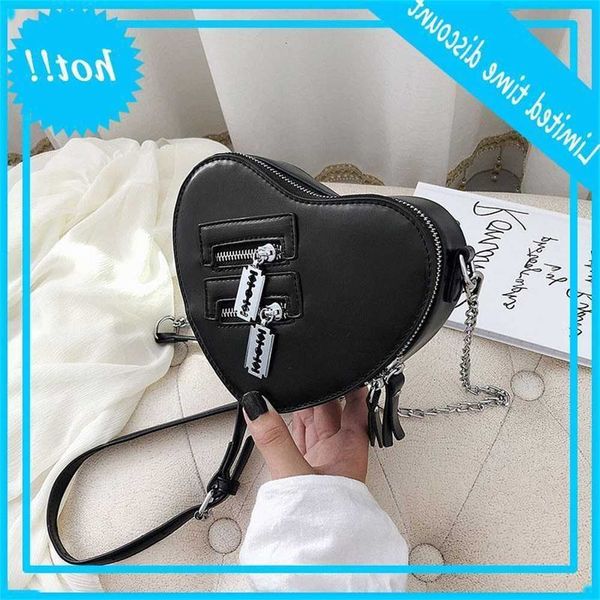 

heart shape crossbody for women 2021 fashion chain pu leather shoulder bag handbag messenger and purses new