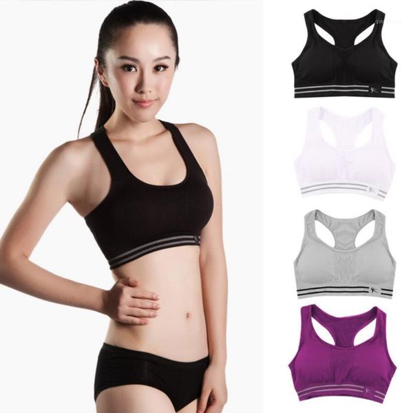 

gym clothing summer style women cotton stretch athletic vest fitness sports bra no rims full cup padded bras colorful plus size 1, White;black