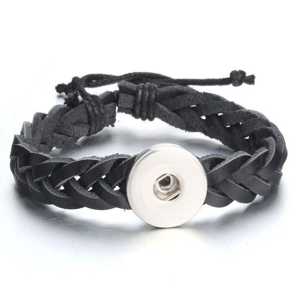 

adjustable snap bracelet vintage handmade braided leather bracelet fit 18mm snap button diy ginger charm bracelet for m bbyzfb, Golden;silver