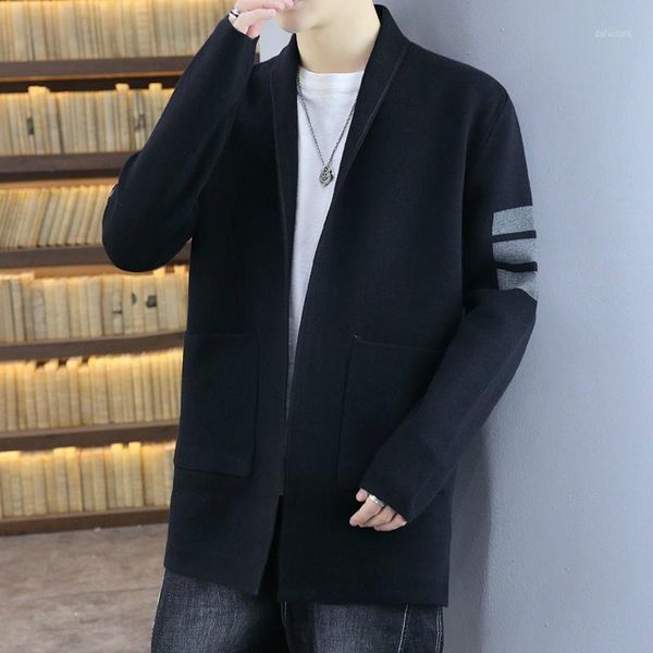 

men's spring and autumn new korean version of the trend of self-cultivation outside wearing knitted cardigan young people1, White;black