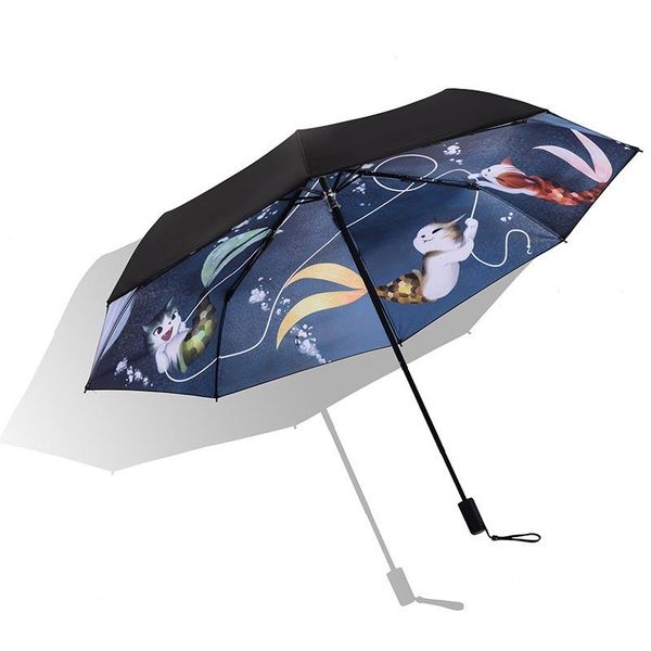 

hat small black fashion shade men's and women's umbrella creative sun uv protection umbrella sunny and rain manual z575