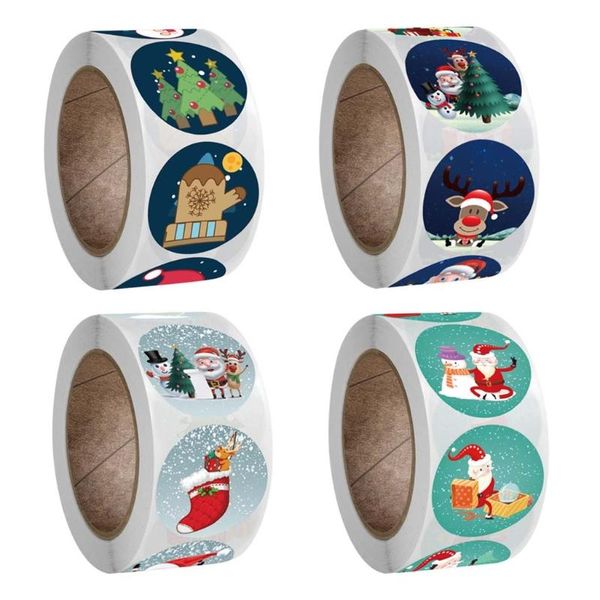 

500pcs merry christmas handmade sticker card box package santa thank you label gxma