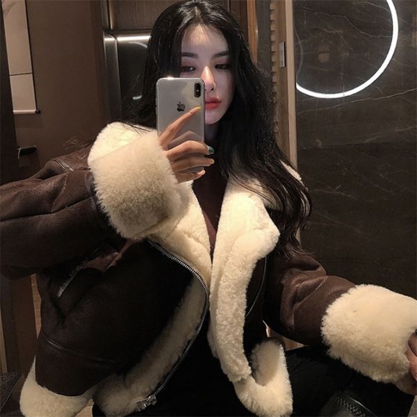 

plus size coat women autumn winter bride jacket women loose thick women's autumn coat winter coat suede ladies winter jackets 201210, Black;brown