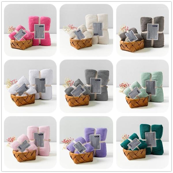 

towel microfiber fabric face bath set coral velvet multi-color household plain1