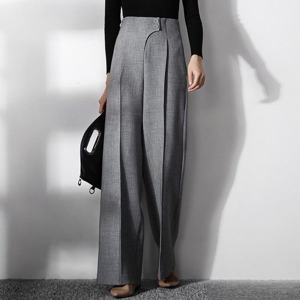 

high waist women new fashion 2020 spring autumn ol wide leg pant work pants long trousers, Black;white