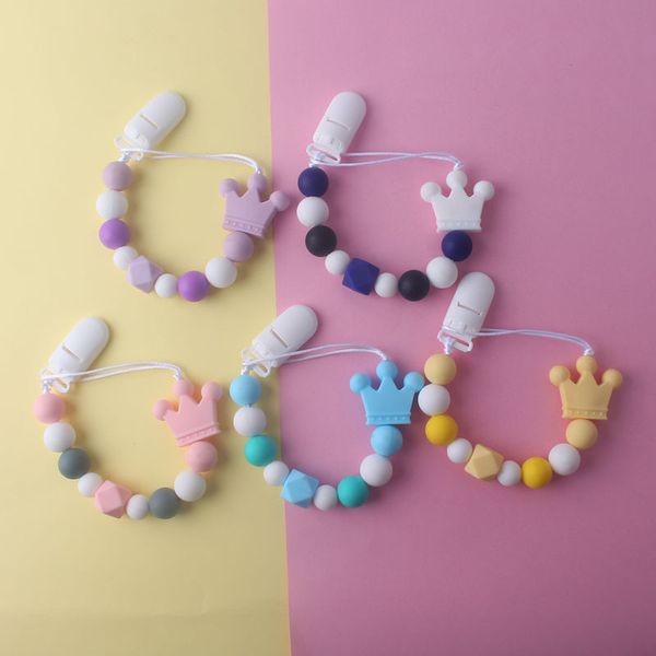 

cross-border silicone pacifier chain accessories molar teeth prevention baby products, Silver