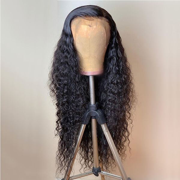 

natural hairline looking 180 density soft kinky curly lace front wig for women black with preplucked glueless daily cosplay 26 inch long hea, Black;brown