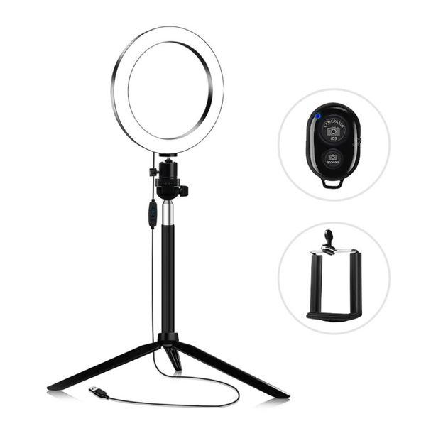 

flash heads 16cm diameter ring video light 3200k-5600k bi-color dimmable set 5w equipped fo live streaming makeup