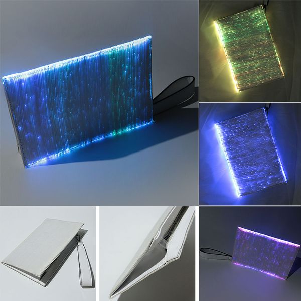 Novo LED Luminous Carteira de Moda Tendência Colorido Bling Bling Fulgor Fibra Óptica DrawString Bolsa de Luxo Mulheres Bolsa Bolsa de Mochila