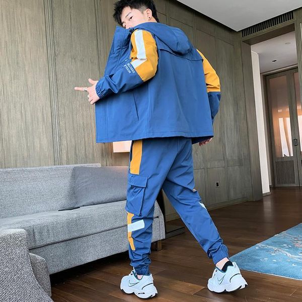 

streetwea mens's tougstusit мужчина 2021 два куска установлена ​​устранение мужской комбинезон досуг куртки с капюшоном + хип-хоп харлан шта, Gray