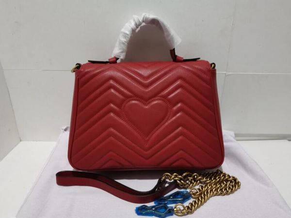 

leather quality bag,antique shipping gold-toned matelassé chevron hardware,with shoulder dust marmonts 27cm 498110 bag,dhl 5 ehov, Red;black