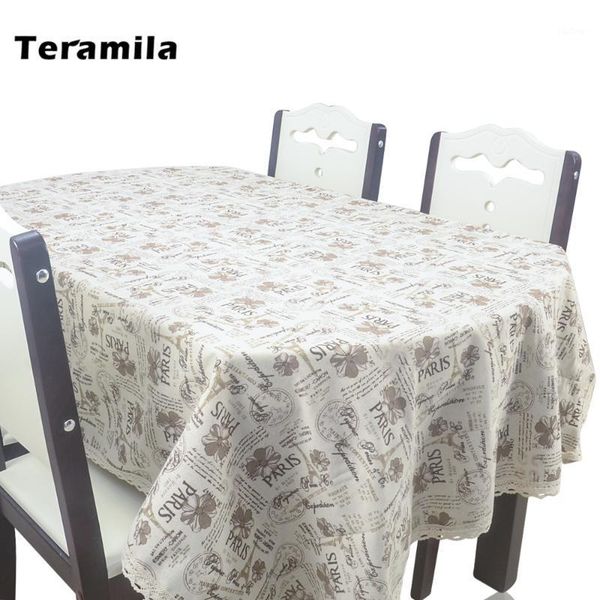 

teramila dining tablecloth tower flower design rectangular table cloth thick cover cotton linen with lace for party kitchen home1