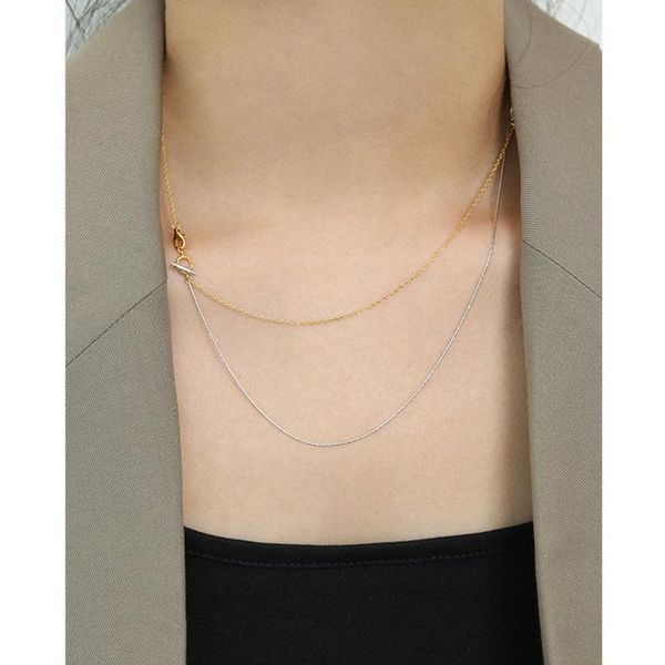 

double layer necklace fine jewelry 925 sterling silver necklaces for women party gift korean design clavicle chain collana donna