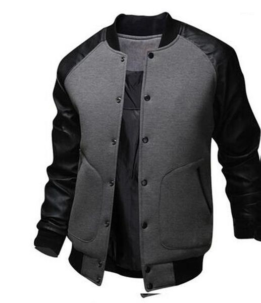 

men's jackets cool college baseball jacket men 2021 fashion design black pu leather sleeve mens slim fit varsity brand rs-2851, Black;brown