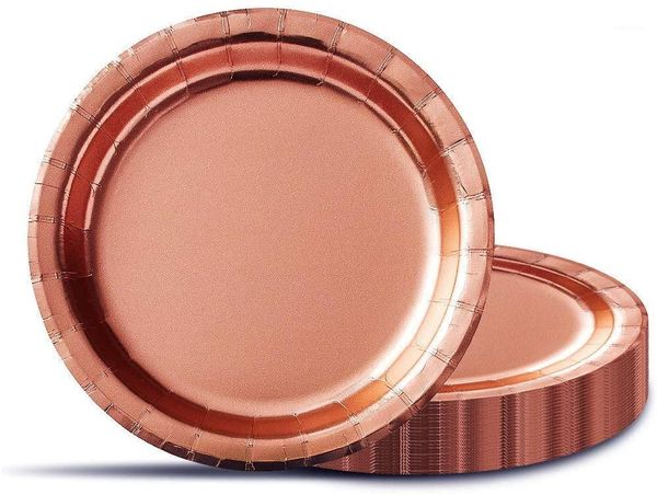 

60 pieces of 9-inch rose gold paper plates (22.8 cm), rose gold party tableware set for anniversary wedding anniversary birthday1