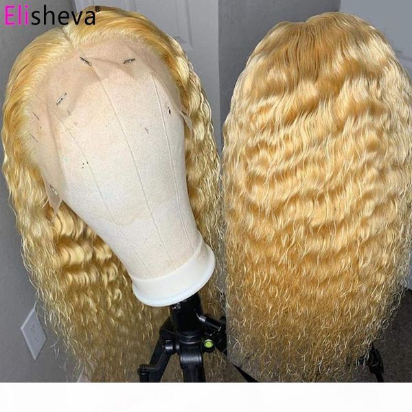 

613 lace front wig human hair 4x4 613 closure wig 13x4 water wave lace front honey blonde wigs brazilian remy 150, Black;brown