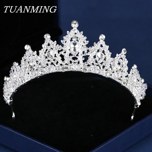 

crystal crown tiara wedding crown princess headband handamde silver color crystal queen jewelry miss universe pageant headdress, Golden;silver