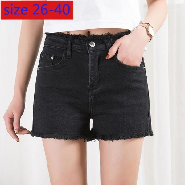 

women's shorts arrival fashion oversized high waist stretch denim women black casual loose plsu size 26-31 32 33 34 36 38 401, White;black