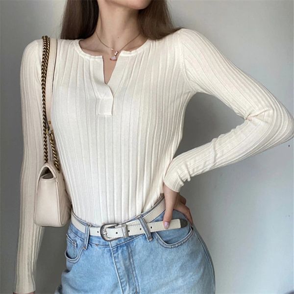 

long-sleeve knitted of from the short retro autumn sweater, White;black