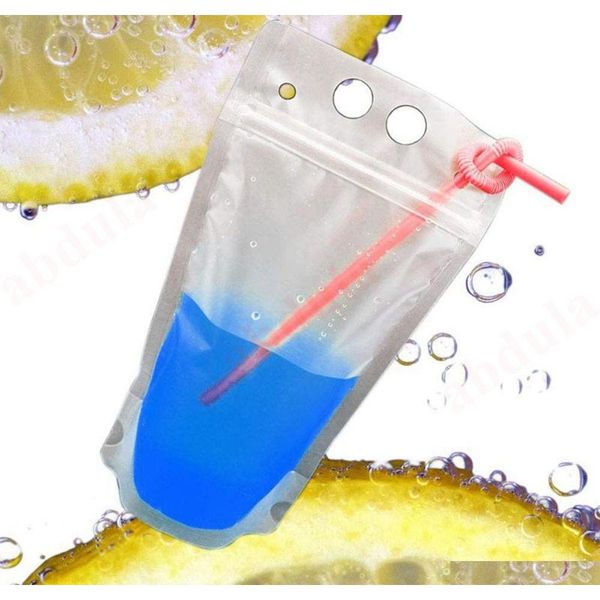 

500ml disposable juice coffee liquid bag drink pouches with straw reclosable double zipper leak-proof plastic ba qylwke bbgargden