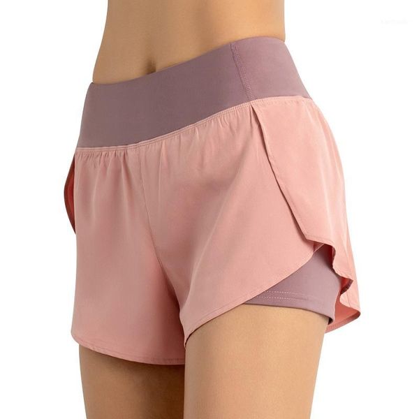 

yoga outfits women sport running shorts quick dry high elasticity double layer with phone pocket for fitness training din1, White;red