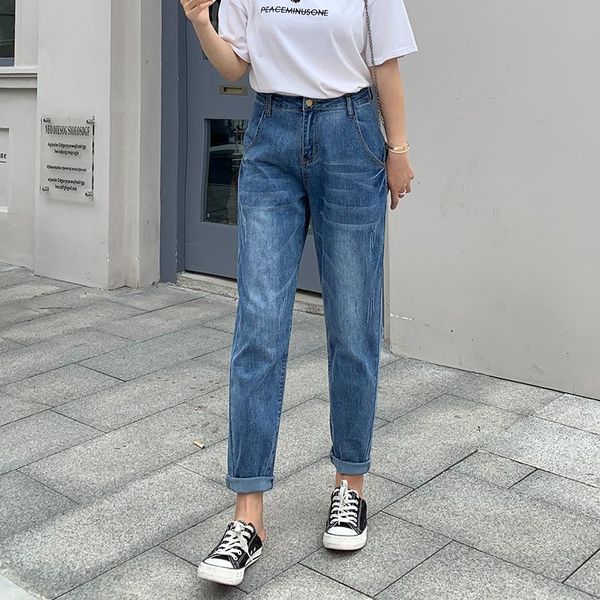

2021 large size high waist jeans women spring new harlan women's pants retro style pants 5xl 6xl 7xl 8xl high waisted jeans, Blue