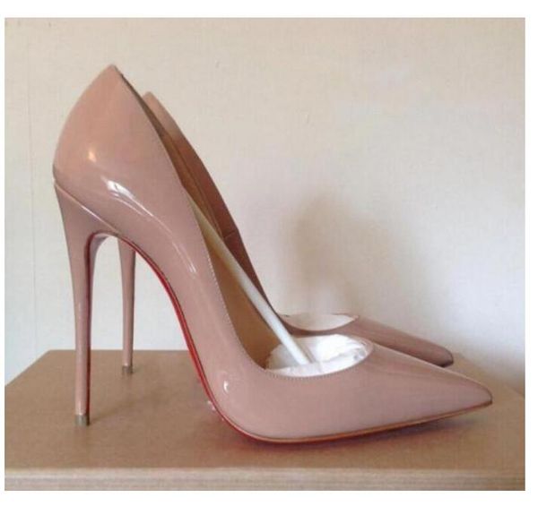 

женская обувь красные нижние высокие каблуки 8 см  см 12 см обнаженные черные красные розовые кожаные острые каблуки платье обувь, Black